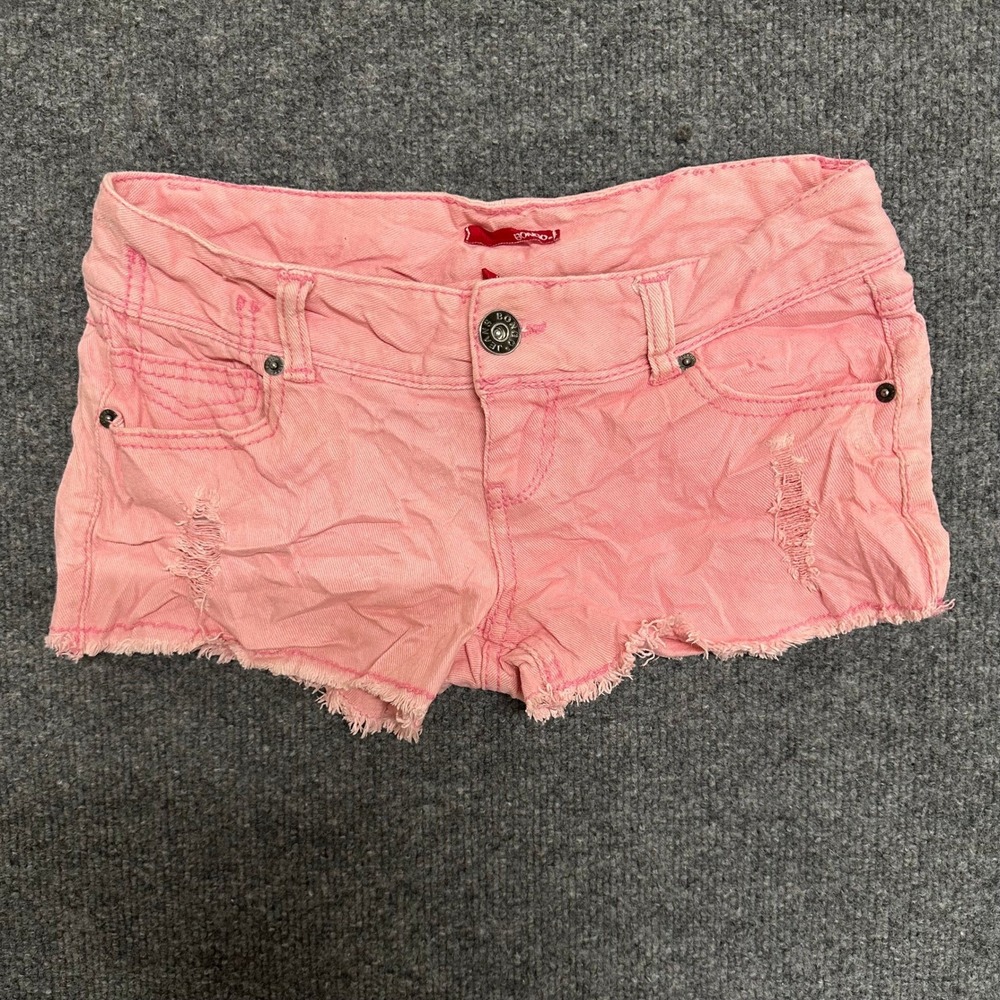 Bongo Shorts Womens Size 3 Pink Distressed Denim Raw Hem Low Rise Casual Summer